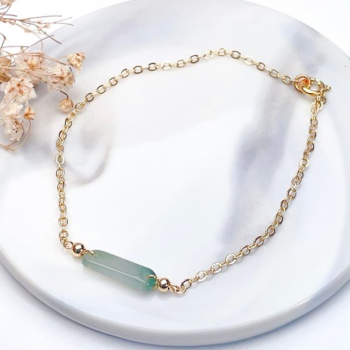 瓔珞珠寶盒 E.L.Jewelry Box 冰種飄綠花翡翠14K包金手鍊 | 天然緬甸翡翠A貨