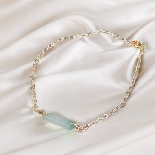 瓔珞珠寶盒 E.L.Jewelry Box 冰種飄綠翡翠隨形手鍊 14K包金 | 天然緬甸玉翡翠A貨 | 送禮