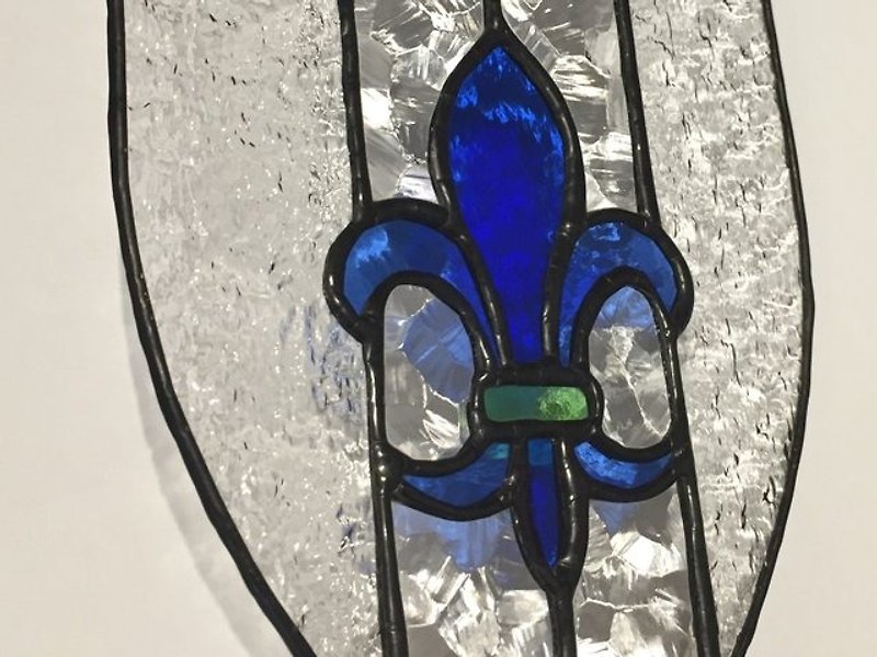 Stained glass plate fleur de lis blue - Wall Décor - Glass Blue