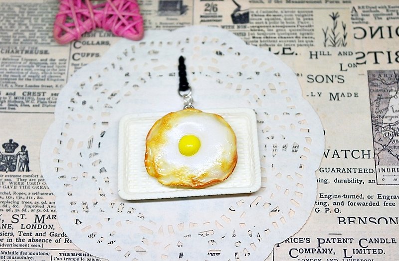 <Fried Poached Eggs>－Headphone Plug//Dust Plug Series－<Can be changed into a key ring> #Imitation food - หูฟัง - ดินเหนียว สีส้ม