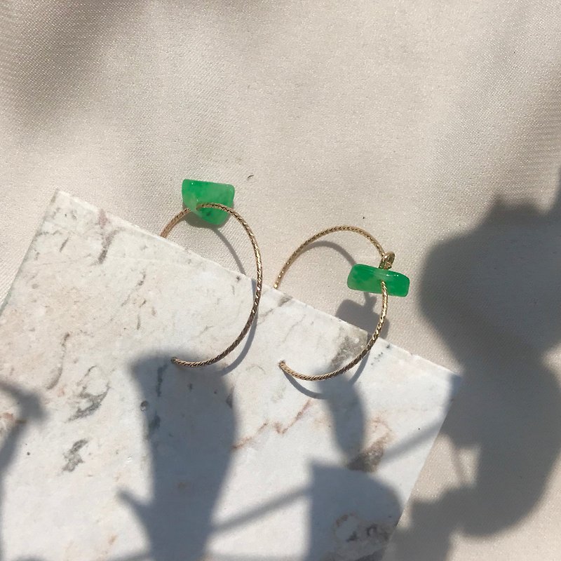 Dian Cui. Jade jewelry earring - ต่างหู - เงิน สีเขียว