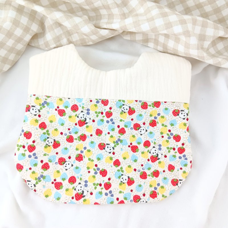 Panda Garden. Bib without hemming (name can be embroidered) - Bibs - Cotton & Hemp Yellow