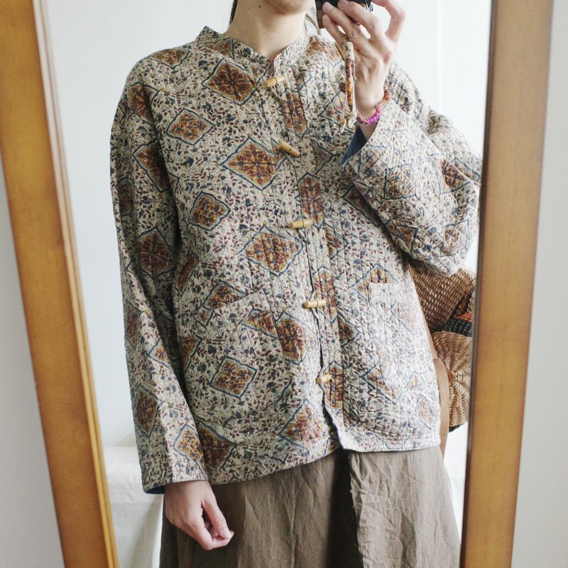 Vintage 印度蓋印雙面棉襖外套 - 女裝外套/大衣 - 棉．麻 