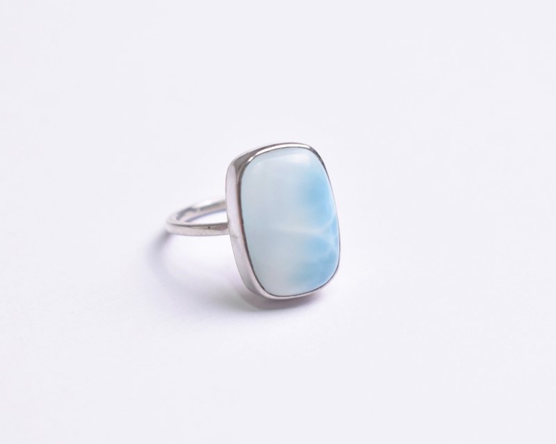 A soothing, light blue Larimar silver ring Silver 925 - 戒指 - 寶石 藍色