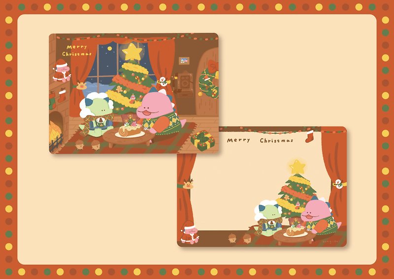恐呆/聖誕節/明信片(聖誕蛋糕篇) - 心意卡/卡片 - 紙 