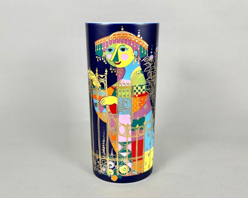 復古圓筒花瓶 1001 Nacht Björn Wiinblad Rosenthal 1972 年 - 花瓶/花器 - 瓷 多色