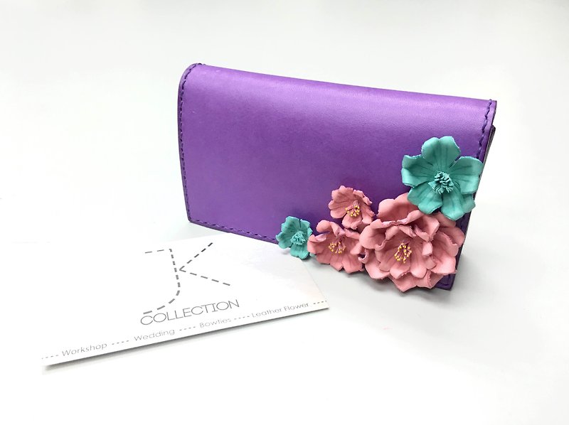 Elegant leather version Lavender Sakura Card Box - Folders & Binders - Genuine Leather Purple