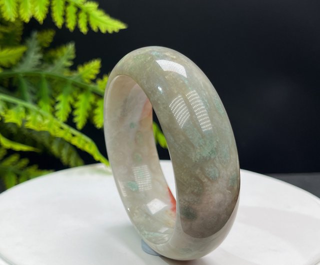 珊瑚玉手镯52MM 冰潤高瓷藍綠紅檸檬片飄鳳尾紋天然高貴幸福