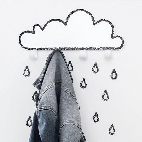 小大人設計選物 西班牙 Tresxics大雲朵小雨滴掛勾+壁貼(黑白)