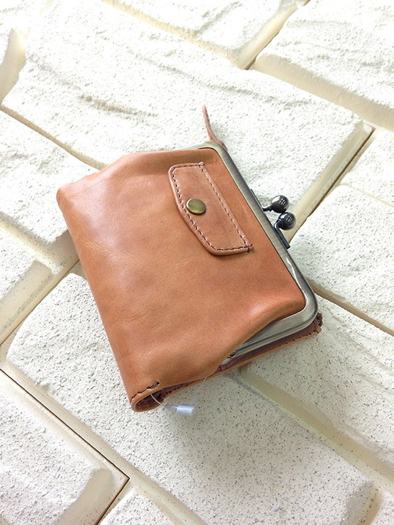 leather wallet pocket fold wallet cowhide - กระเป๋าสตางค์ - หนังแท้ สีนำ้ตาล