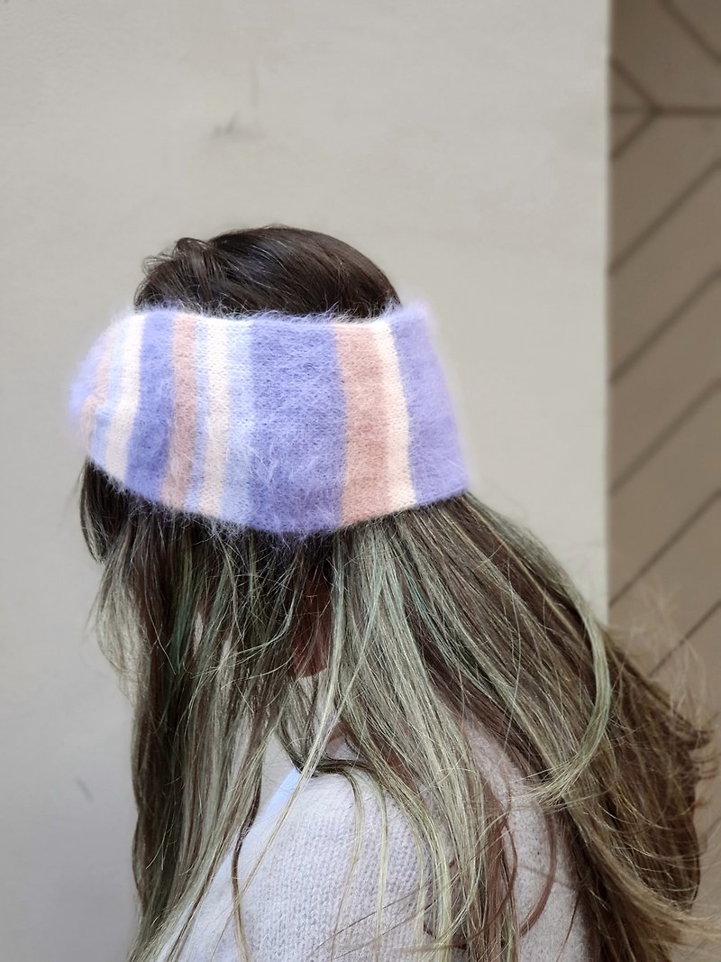 Angora headband. Lavender knitted ear warmer