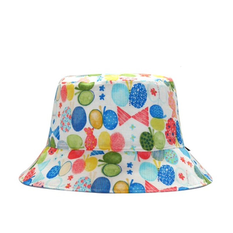 Watercolor candy double-sided fisherman hat - blue - หมวก - ผ้าฝ้าย/ผ้าลินิน สีน้ำเงิน