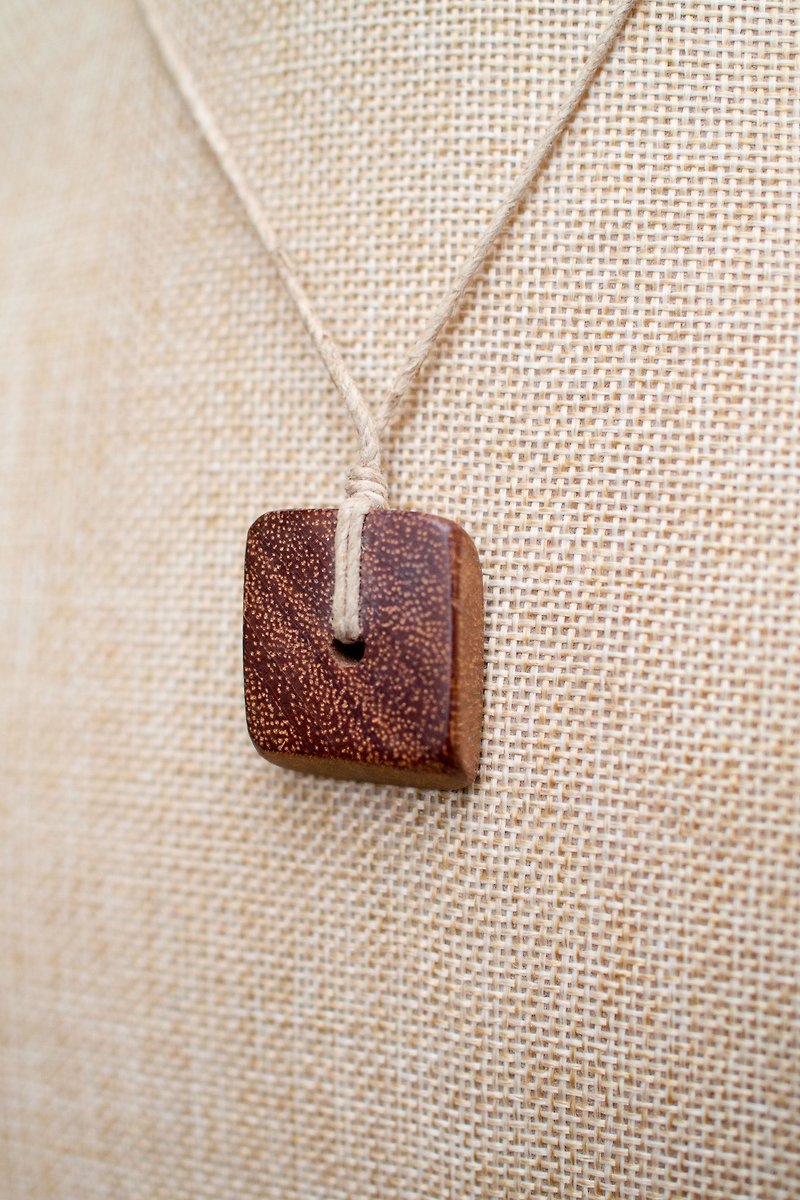 EARTH.er │NATURAL ●  Wooden Brick Necklace│ - Necklaces - Wood Brown