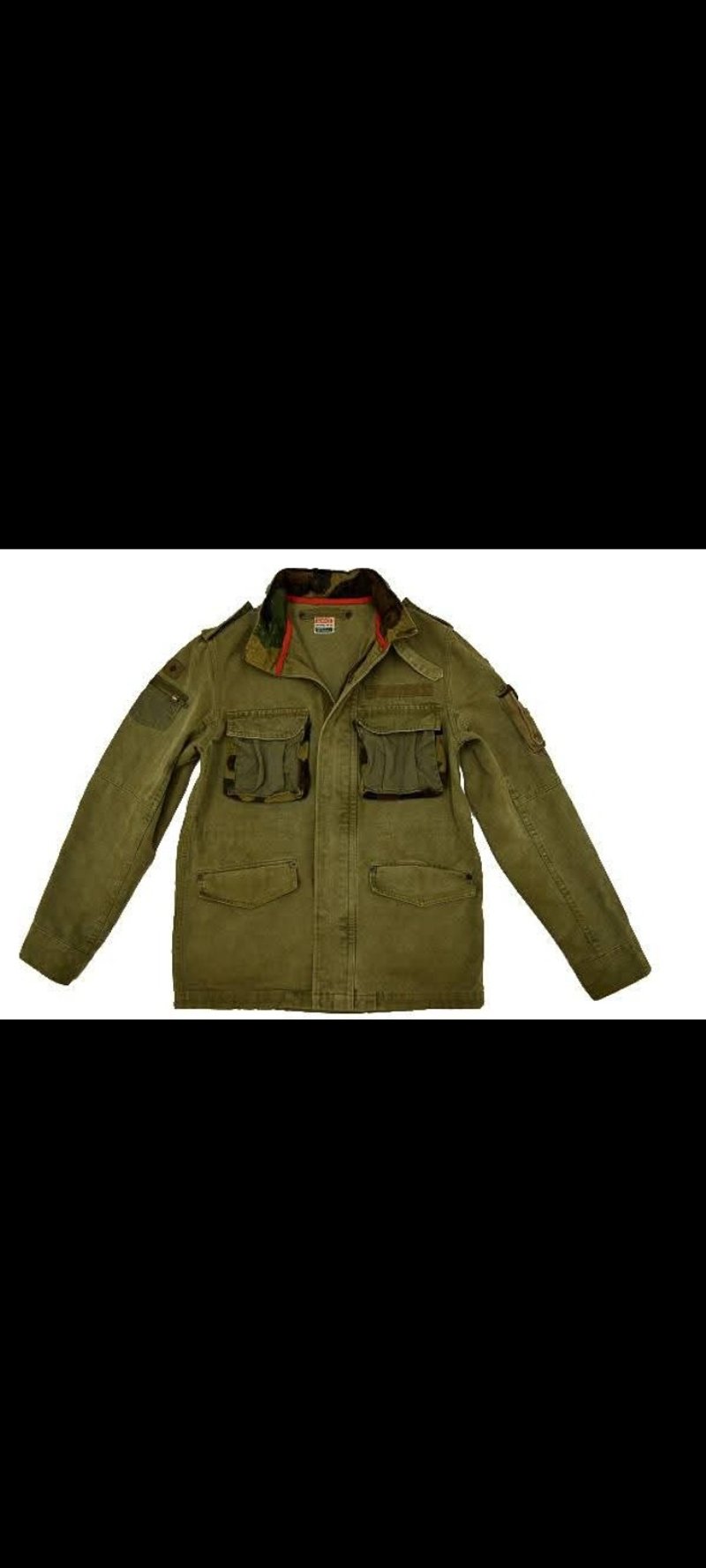 純棉日製 迷彩軍綠 拉鍊老夾克 工裝外套 附收納式連帽 - 男夾克/外套 - 棉．麻 