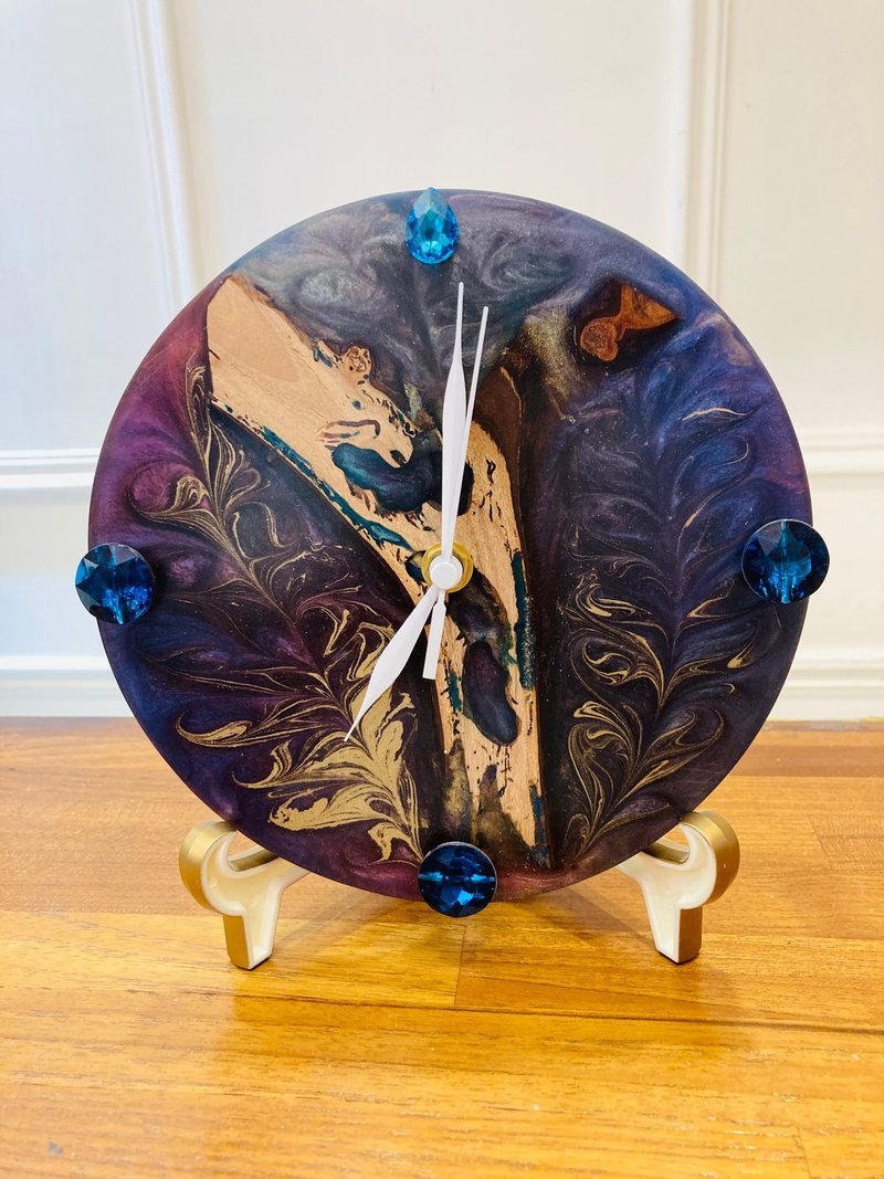 Cinnamon Wood Sapphire River Clock - Clocks - Resin Purple