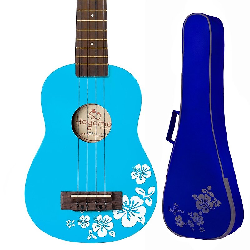 21吋ハイビスカスの花の色のウクレレパウダーブルーフローラソプラノウクレレ/ブルー - ギター・楽器 - 木製 ブルー