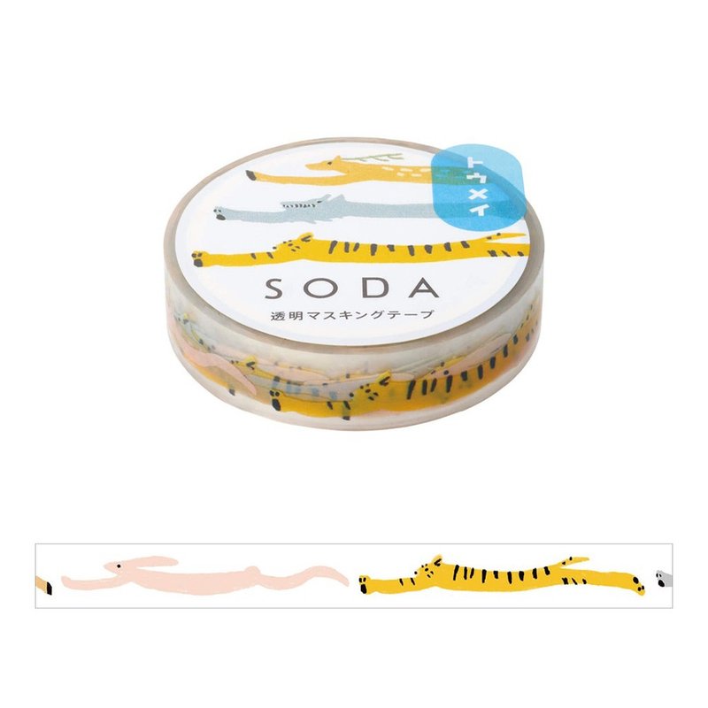 【HITOTOKI】SODA Transparent PET Roll Tape 10MM - มาสกิ้งเทป - วัสดุอื่นๆ หลากหลายสี