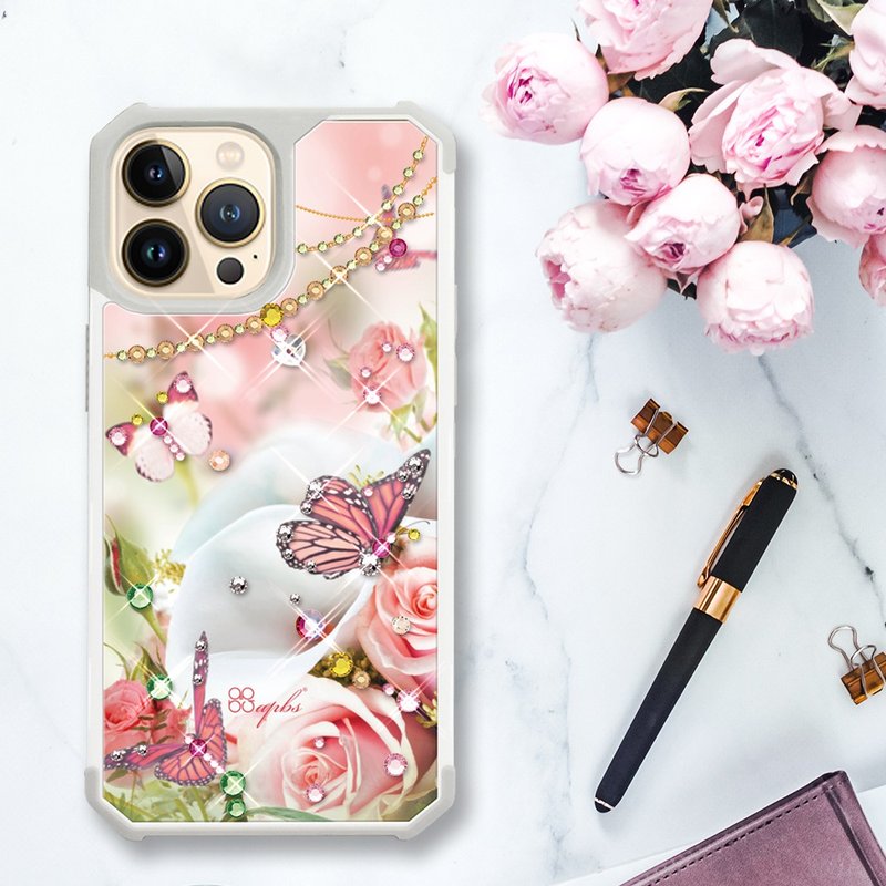 iPhone 13全系列 軍規防摔水晶彩鑽手機殼-典雅蝴蝶 - 手機殼/手機套 - 其他材質 多色