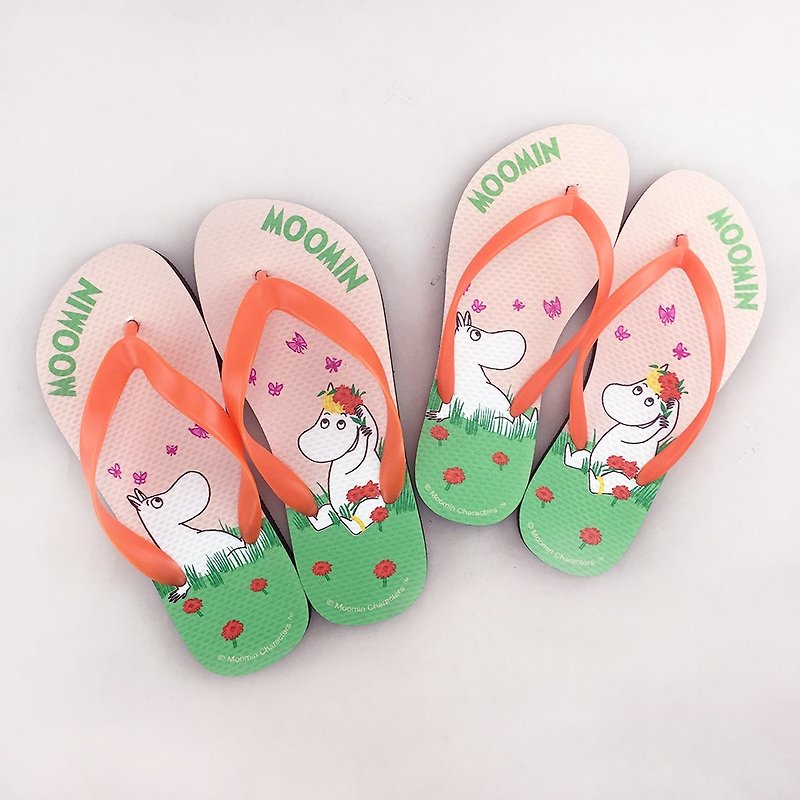 Moomin 噜噜 Mi authorized-flip-flops (female / male) 06 - รองเท้าลำลองผู้หญิง - ยาง สีเขียว