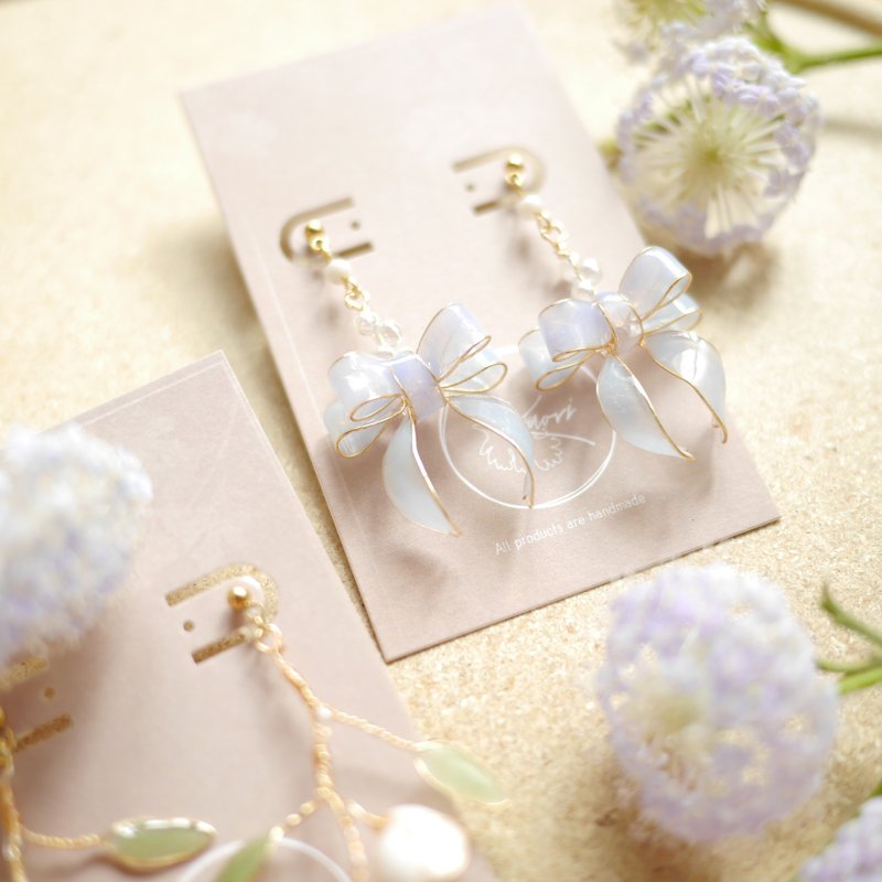 雙層變色大蝴蝶結同款小戒指 - 戒指 - 其他材質 藍色