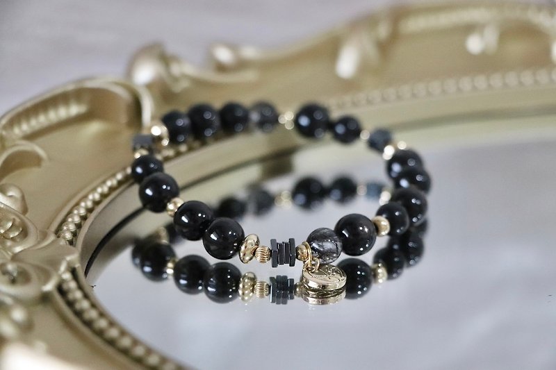 High-quality gold stone Stone original ore design - Bracelets - Crystal Black