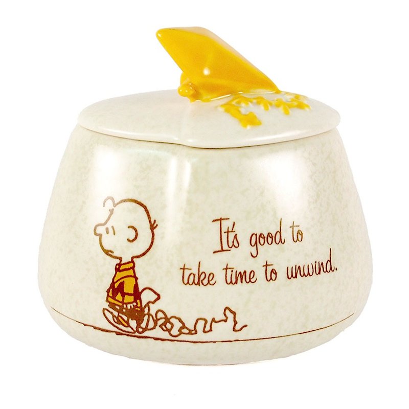 Snoopy陶瓷收藏盒-風箏【Hallmark-Peanuts史奴比 擺飾】 - 收納箱/收納用品 - 其他材質 黃色