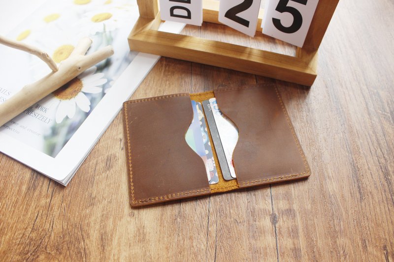 Genuine leather card holder business card holder wallet bank card storage clip card bag wallet card holder 18K-105B - กระเป๋าสตางค์ - หนังแท้ สีเทา