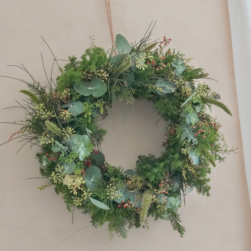 聖誕花圈 - 野花園 Wild Meadow / 新鮮花材 / 可乾燥 - 乾燥花/永生花 - 植物．花 綠色