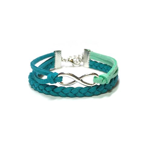 Anne Handmade Bracelets 安妮手作飾品 Infinity 永恆 手工製作 雙手環-孔雀綠 限量