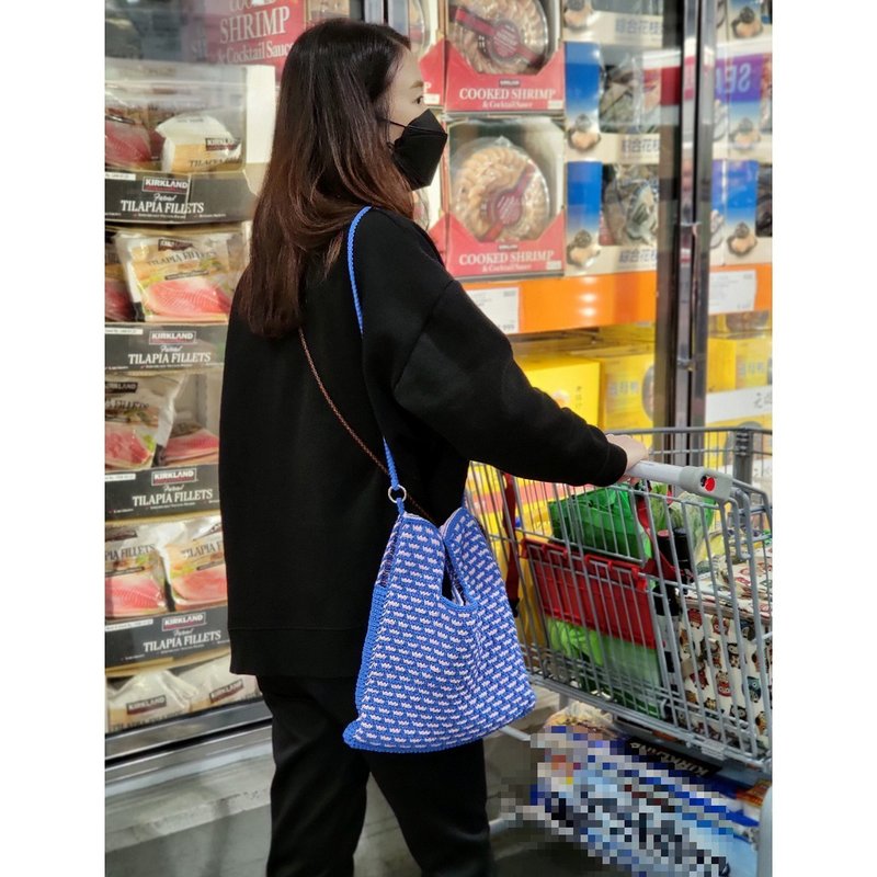 Dual two tone bunny bag 雙面雙色兔子包/手工鉤針編織包 - 手提包/手提袋 - 棉．麻 