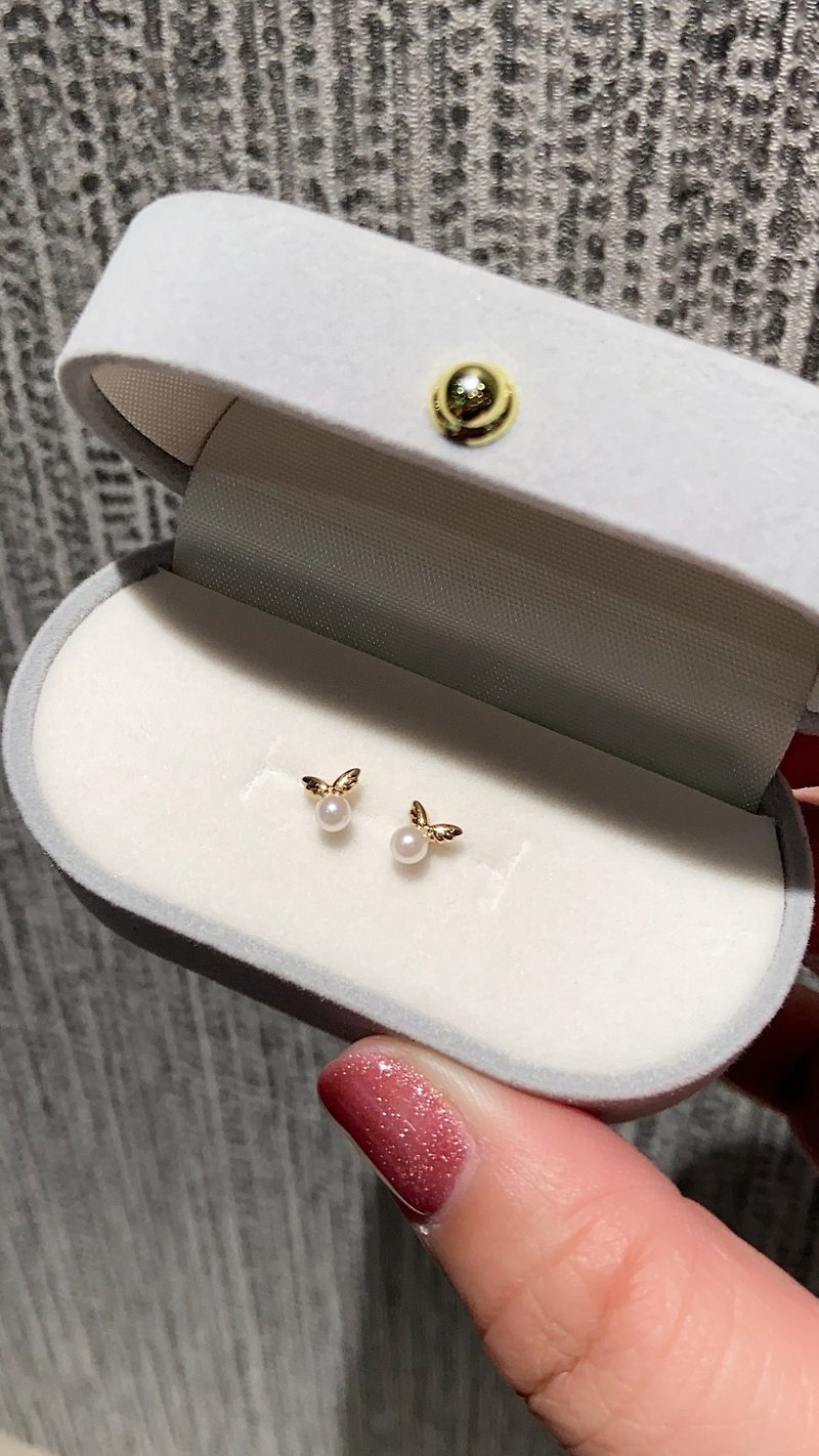 18K Gold Snitch Pearl Earrings/ Light Jewelry/ Valentine's Gift - ต่างหู - เครื่องประดับ 