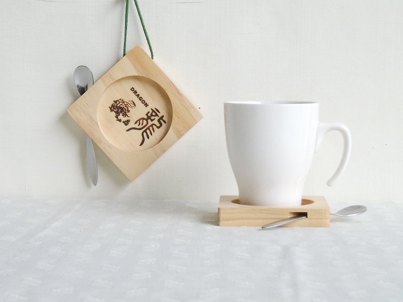 Zodiac Dragon coaster 12 zodiac dragon birthday gifts Kitchenware mother with love - Phone Stands & Dust Plugs - Wood 