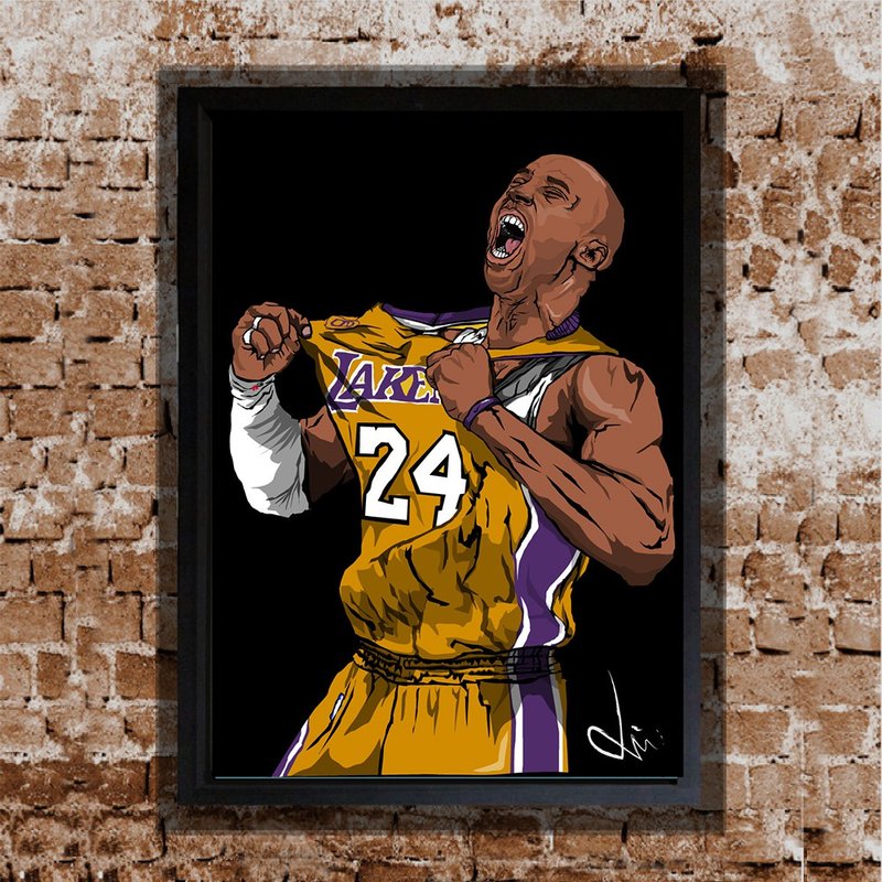 Kobe 湖人隊 NBA 球星 插畫 拼圖 獨家原創 相框 畫框 掛畫 禮物 - 相框/畫框 - 其他材質 黑色