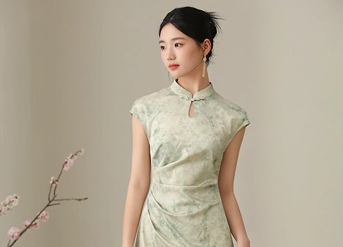 初蟬 清歡 新中式中國風 水墨暈染提花改良洋裝