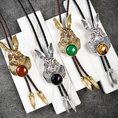 MF select 十二生肖 瑞兔呈祥 兔子 保羅領帶 Bolo Tie 真皮皮革領繩 長項鍊