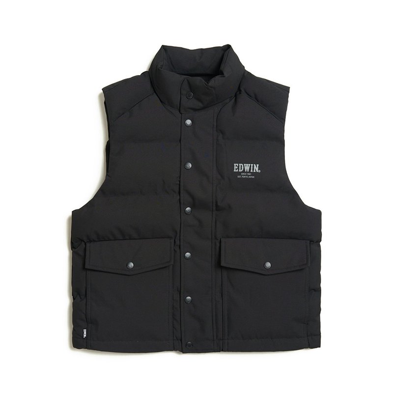 EDWIN 男款 休閒防寒背心 (黑色) #背心 - 男背心 - 棉．麻 黑色