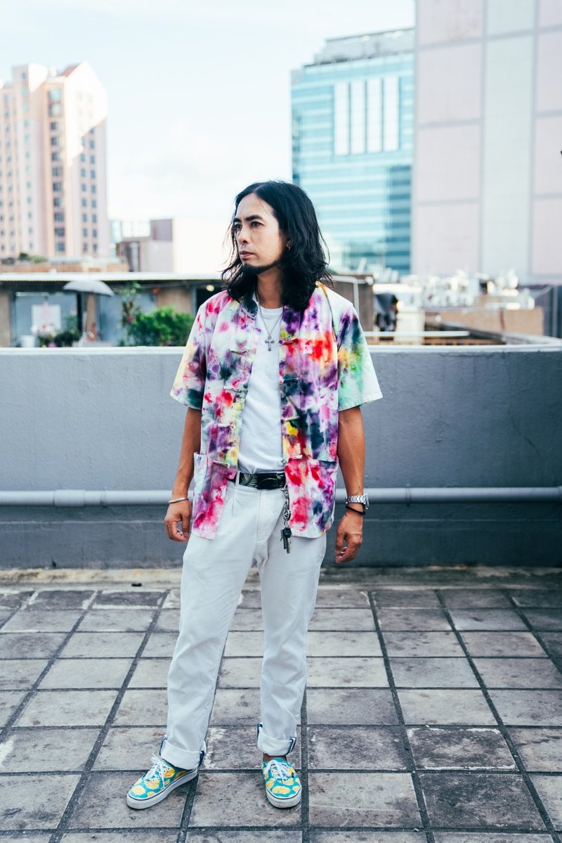 唐服外套 彩虹水墨Tie Dyed & Ice dye Tang Suit - 旗袍/改良式旗袍 - 棉．麻 多色