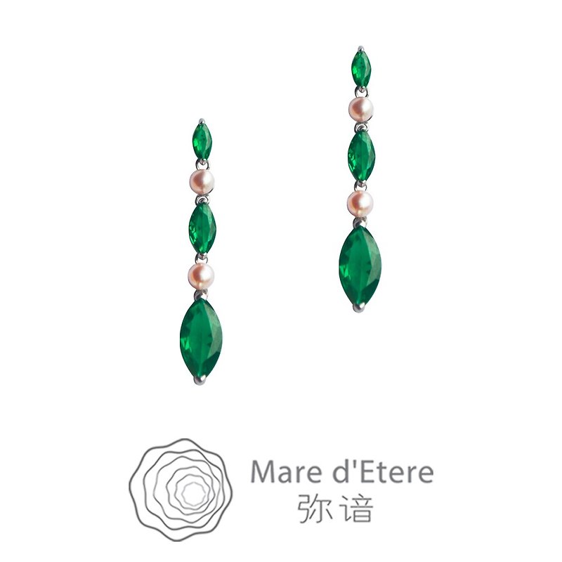 green gemstone earrings - ต่างหู - วัสดุอื่นๆ 