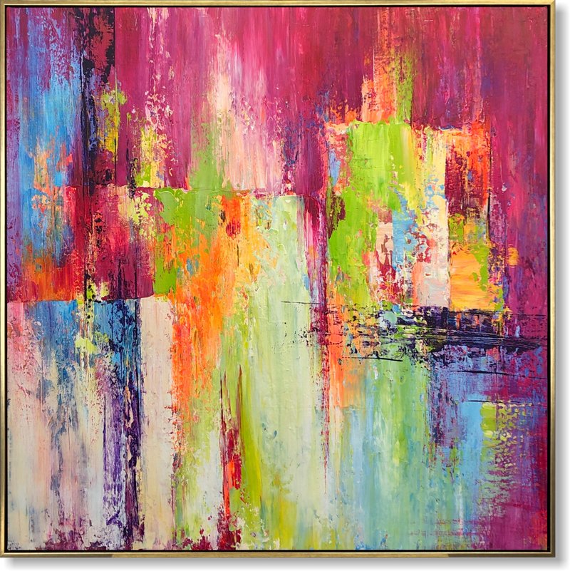 Abstract Colorful Wall Art Large Original Painting Living Room Wall Art Canvas - 壁貼/牆壁裝飾 - 壓克力 多色