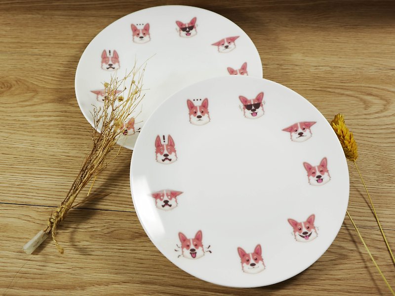48 hours shipping healing corgi expression pack 6.5 inch bone china plate 2 into group cake plate dessert plate - Plates & Trays - Porcelain 