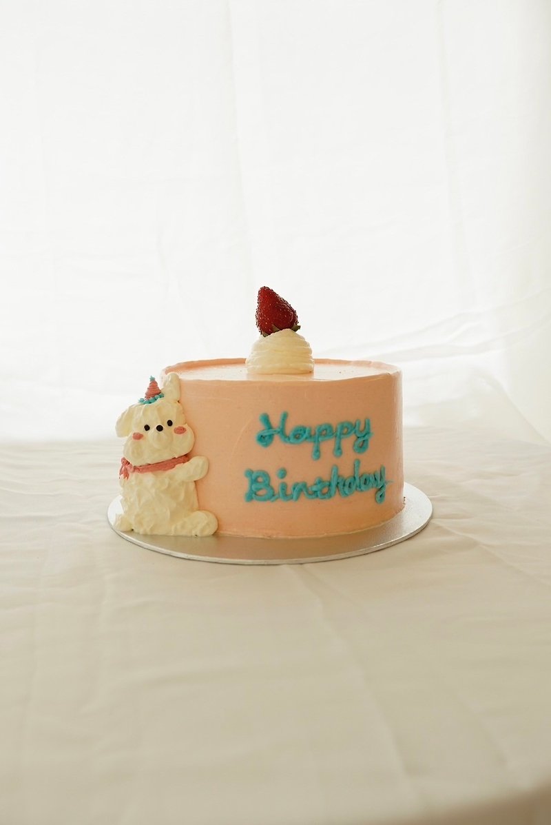 Puppy three-dimensional cream hand-painted cake - เค้กและของหวาน - อาหารสด 