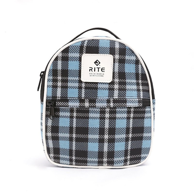 [RITE] Le Tour Series - Dual-use Mini Warhead Bag - Blue Black Plaid - กระเป๋าเป้สะพายหลัง - วัสดุกันนำ้ หลากหลายสี
