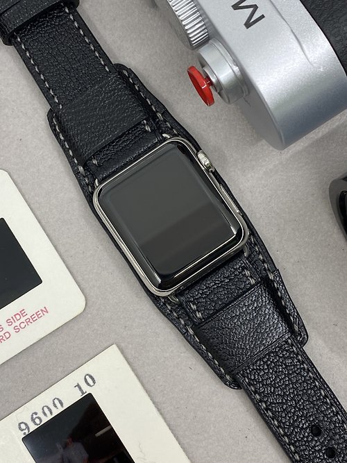 Eternitizzz 錶帶及手錶設計工房 Apple Watch 真皮手錶帶, 黑色皮底錶帶, 適合蘋果 iWatch 41mm