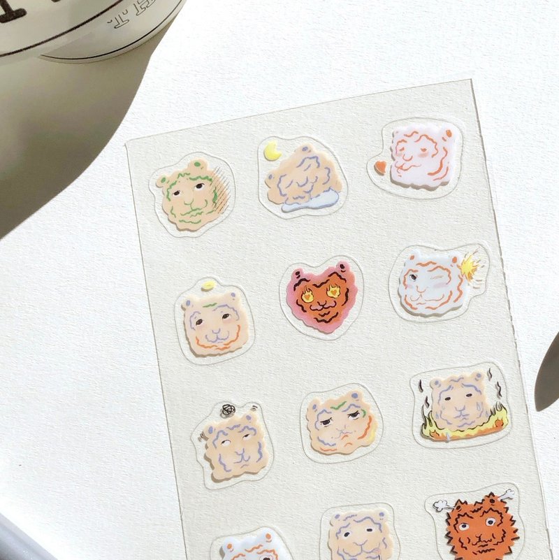 家虎的情緒02 | 迷你透明貼紙 - 貼紙 - 塑膠 多色