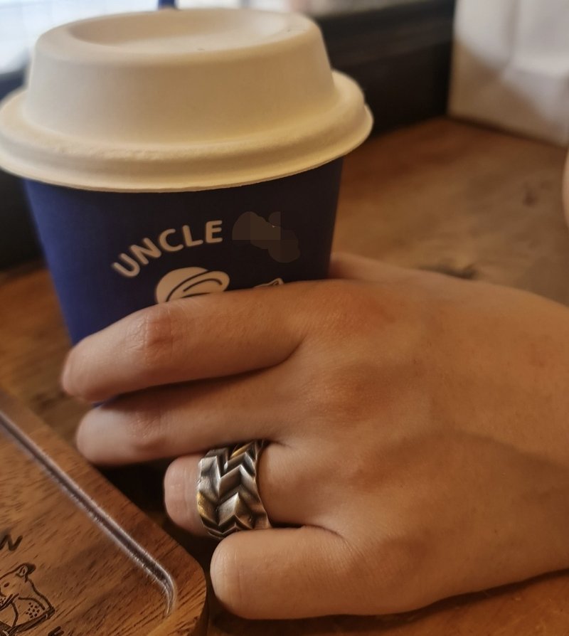 Dragon Scale Ring no Stone - 戒指 - 純銀 黑色