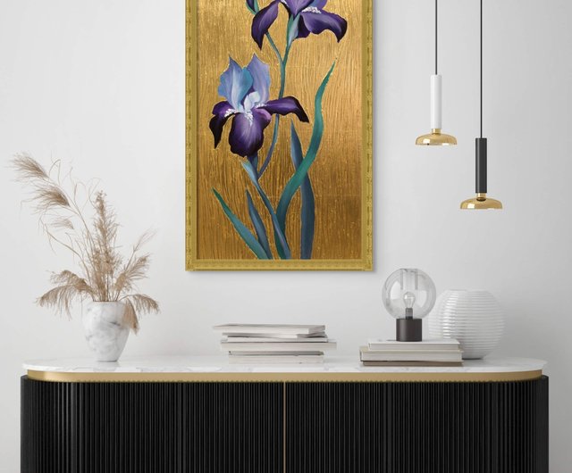 絵画  アイリス  パープル 金箔画 SALE‼️ 絵画 アイリス パープル 金箔画 SALE‼️割引