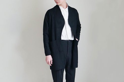 X-Blind 【X-BLIND】素黑長版棉質外套大衣 (中性、男、女)
