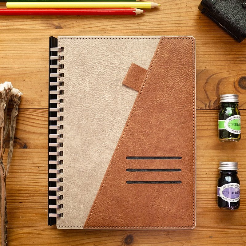 A5 pull-out imitation leather loose-leaf notebook-winter and summer clouds. Pure cover/back cover - Notebooks & Journals - Faux Leather Multicolor