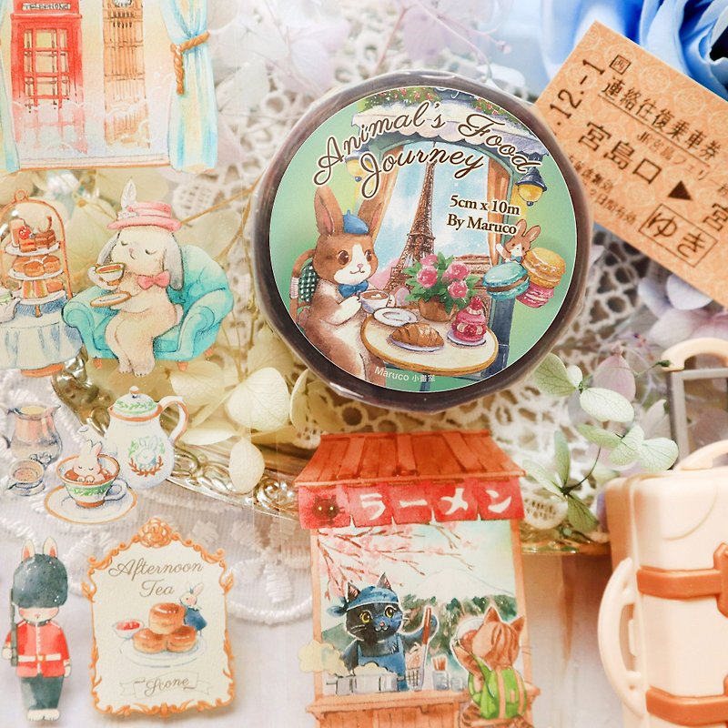 The Food Journey of Small Animals - 5cm Glossy PET Tape - Washi Tape - Plastic Multicolor