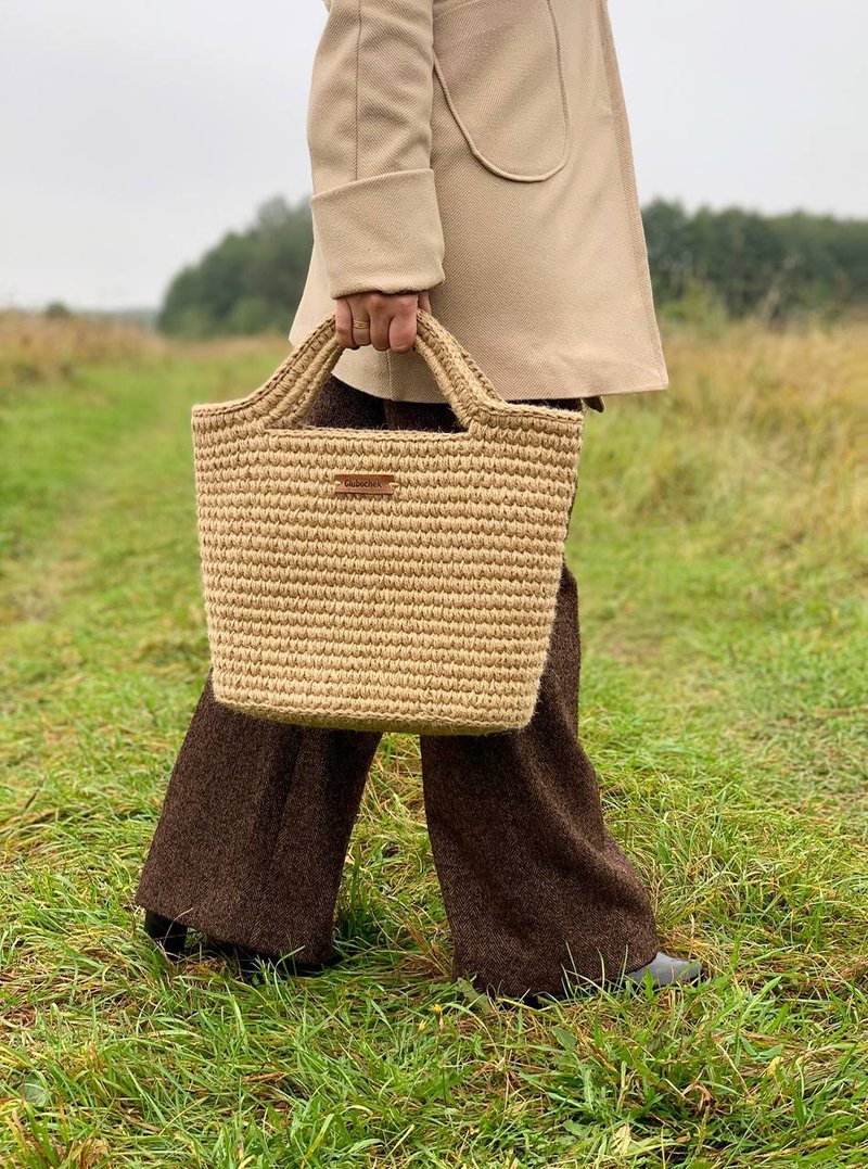 Crochet tote bag Crochet market bag Eco bag Shopping bag Crochet beach bag - 手提包/手提袋 - 環保材質 